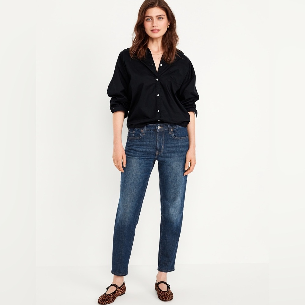 Old Navy Women's Dark Blue Mid-Rise OG Straight Ankle Jeans. Size 10P. NWOT - Picture 4 of 16